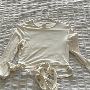 Cream Tie Cropped Top